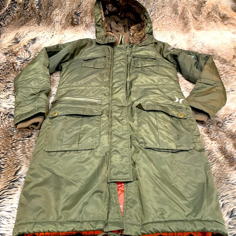 Hurley Women’s Quilted Parka With Removable Faux Fur-Lined Hood *Size Small*